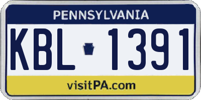 PA license plate KBL1391