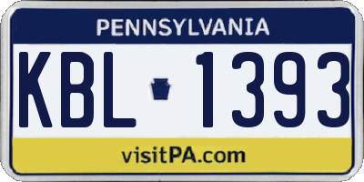 PA license plate KBL1393
