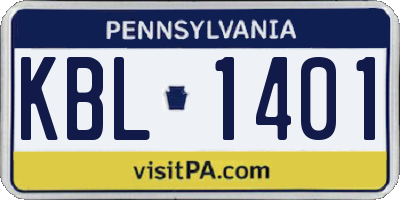 PA license plate KBL1401