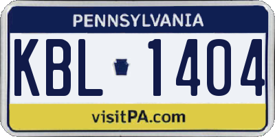 PA license plate KBL1404