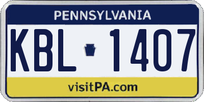 PA license plate KBL1407