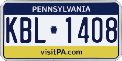PA license plate KBL1408