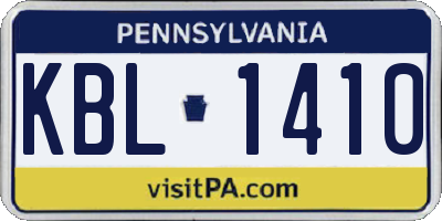 PA license plate KBL1410