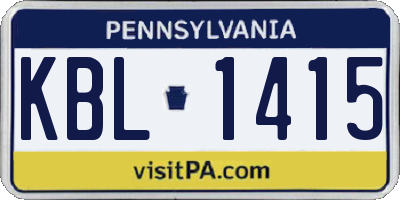 PA license plate KBL1415