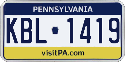 PA license plate KBL1419