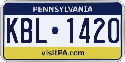 PA license plate KBL1420