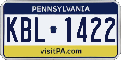 PA license plate KBL1422