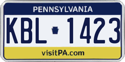PA license plate KBL1423