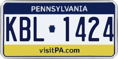 PA license plate KBL1424