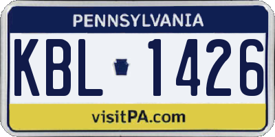 PA license plate KBL1426