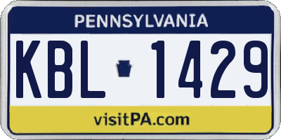 PA license plate KBL1429