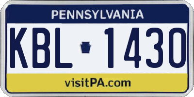 PA license plate KBL1430
