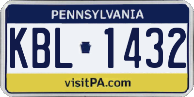 PA license plate KBL1432