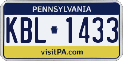 PA license plate KBL1433