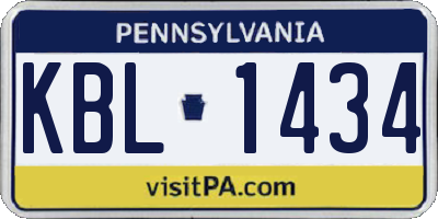 PA license plate KBL1434