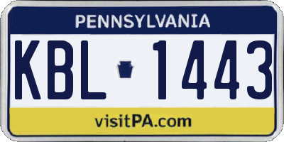 PA license plate KBL1443