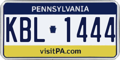 PA license plate KBL1444