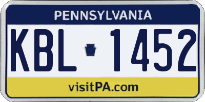 PA license plate KBL1452