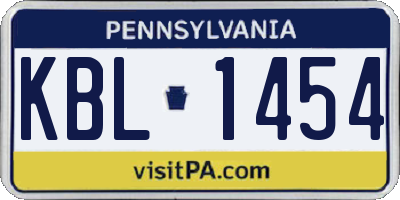 PA license plate KBL1454