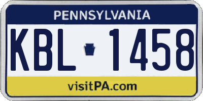 PA license plate KBL1458