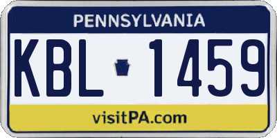PA license plate KBL1459