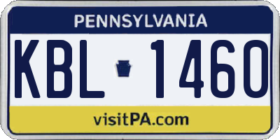PA license plate KBL1460