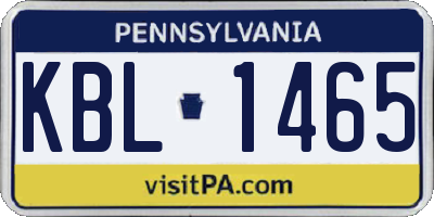 PA license plate KBL1465