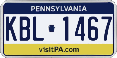 PA license plate KBL1467