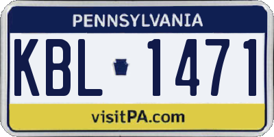 PA license plate KBL1471