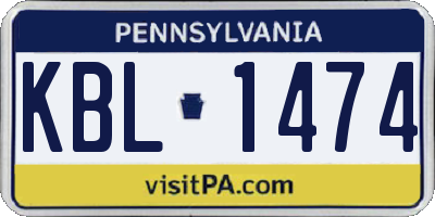 PA license plate KBL1474