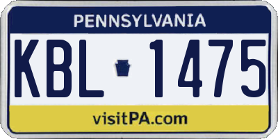 PA license plate KBL1475