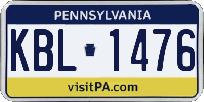 PA license plate KBL1476
