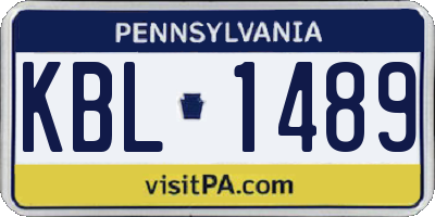 PA license plate KBL1489