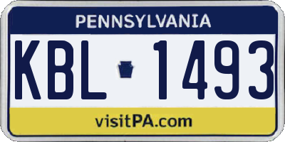 PA license plate KBL1493