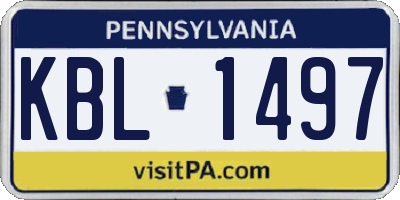 PA license plate KBL1497