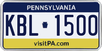 PA license plate KBL1500