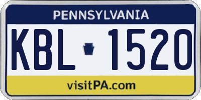 PA license plate KBL1520