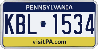 PA license plate KBL1534