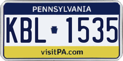 PA license plate KBL1535