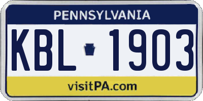 PA license plate KBL1903