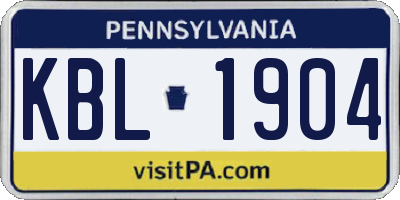 PA license plate KBL1904