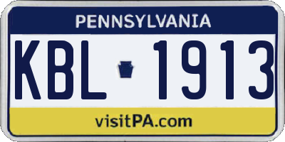 PA license plate KBL1913