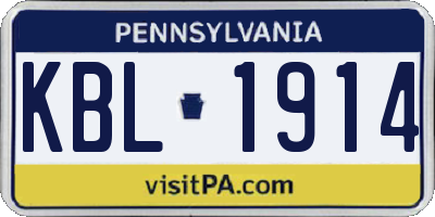 PA license plate KBL1914