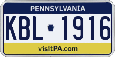 PA license plate KBL1916