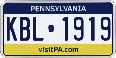 PA license plate KBL1919