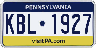 PA license plate KBL1927