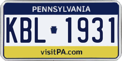 PA license plate KBL1931