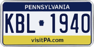 PA license plate KBL1940