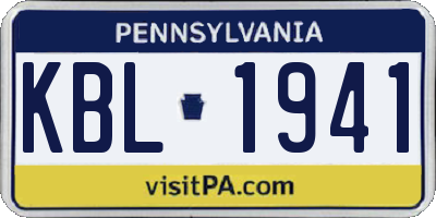 PA license plate KBL1941