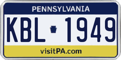 PA license plate KBL1949